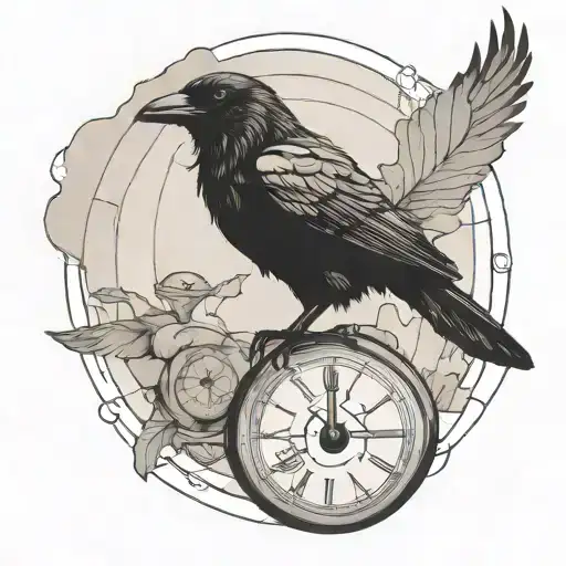 crow,time machine,dead  tattoo design idea
