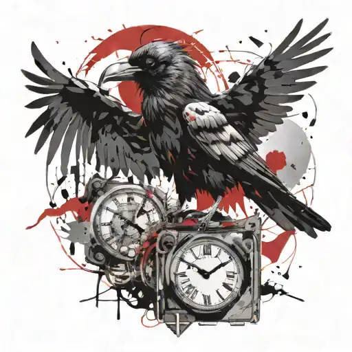 crow,time machine,dead  tattoo design idea