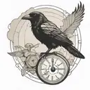 crow,time machine,dead  tattoo design idea