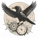 crow,time machine,dead  tattoo design idea