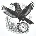 crow,time machine,dead  tattoo design idea