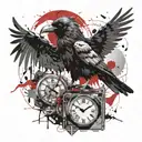 crow,time machine,dead  tattoo design idea