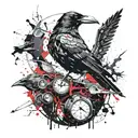 crow,time machine,dead  tattoo design idea