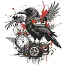 crow,time machine,dead  tattoo design idea