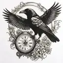 crow,time machine,dead  tattoo design idea