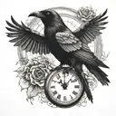 crow,time machine,dead  tattoo design idea
