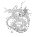 a coy fish passing a shinto gate becoming a dragon tattoo design idea