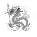 a coy fish passing a shinto gate becoming a dragon tattoo design idea