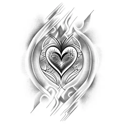 fire heart tattoo design idea