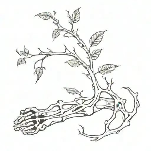 a vine growing out of a skeleton hand tattoo design idea