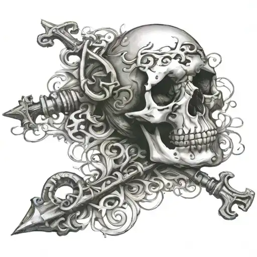 skeleton  key tattoo design idea
