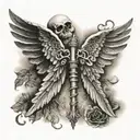 wings, skeleton  key tattoo design idea