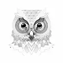 owl with geometric patterns tattoo design idea