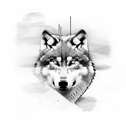 wolf over looking his two sons tattoo design idea