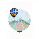 hot air balloon whose ballon is designed with mountains and topo map and a hint of New Zealand  tattoo design idea