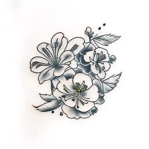 geranium and robin tattoo design idea