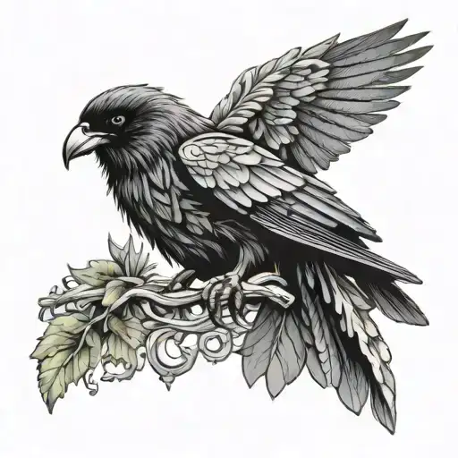 Odin raven wide tattoo design idea