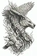 wolf, panter, eagle, phoenix rising from the ashes tattoo design idea