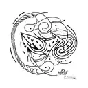 A minimalist tattoo of a quill pen and a paintbrush crossed together, representing Nesa's creative pursuits and love for both writing and art tattoo design idea