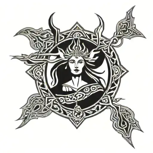 Hel Norse Pagan Goddess tattoo design idea