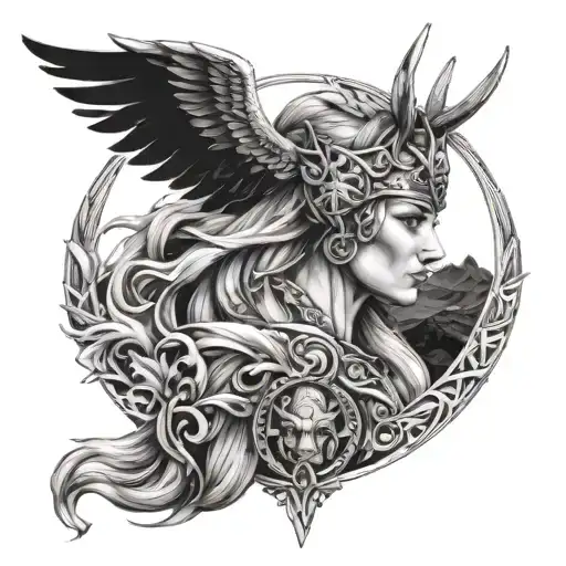 Freya goddess norse tattoo design idea
