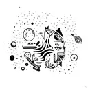 funny space tattoo design idea