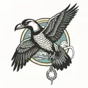 St Peter's keys with a loon and hawk flying tattoo design idea