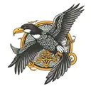 St Peter's keys with a loon and hawk flying tattoo design idea