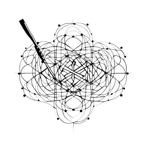 A minimalist tattoo of a paintbrush and a microphone crossed together to represent your passion for painting and singing. tattoo design idea