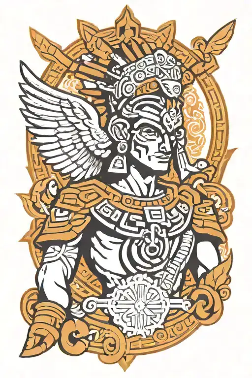 aztec god Hermes tattoo design idea