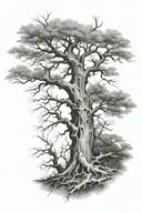 large dead tree with slight curve by  Stephen Gammell tattoo design idea