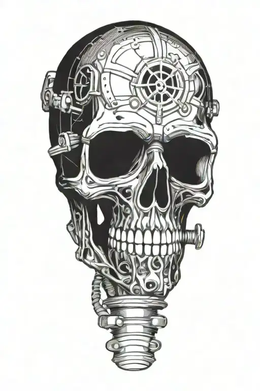 skull in metal scuba diving gear tattoo design idea
