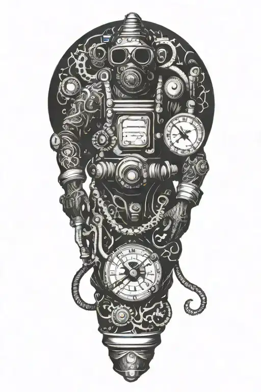 antique deep sea scuba outfit tattoo design idea