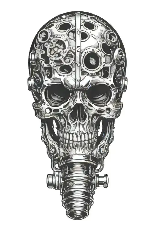skull in metal scuba diving gear tattoo design idea