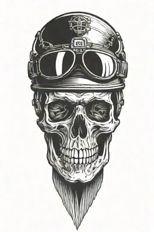 skull wearing airplane pilot helmet tattoo design idea