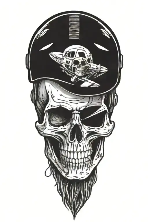 skull wearing airplane helmet tattoo design idea