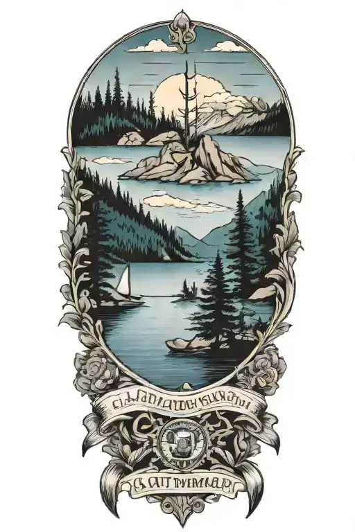 Lake Arrowhead CA with scottish theme tattoo design idea