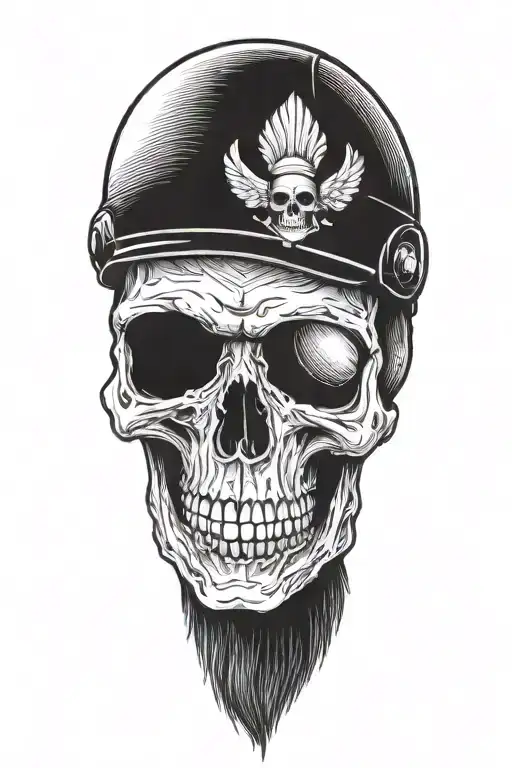 skull wearing pilot helmet tattoo design idea
