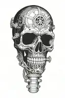 skull in metal scuba diving gear tattoo design idea