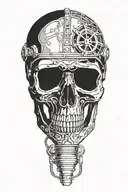 skull in metal scuba diving gear tattoo design idea