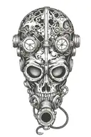 skull in metal scuba diving mask tattoo design idea