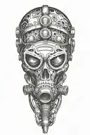 skull in metal scuba diving mask tattoo design idea