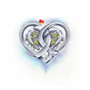 Design: Interlocking hearts with birth dates of the children (11.05.06 and 27.04.08) forming the core. Two hearts above  tattoo design idea