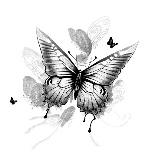 lavender with a little butterfly on it but in cyberpunk style tattoo design idea