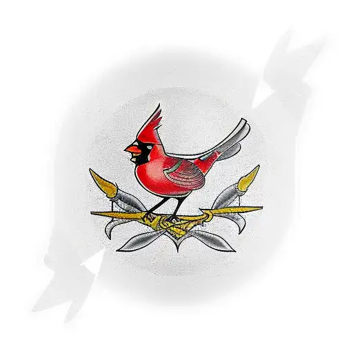 Cardinal bird overtop outline of the state of virginia tattoo design idea