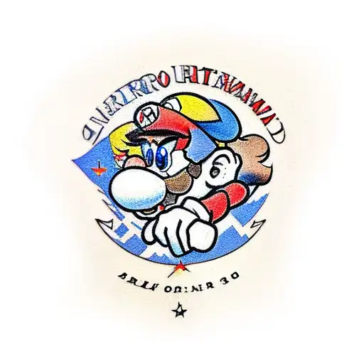 Mario themed half sleeve tattoo design idea