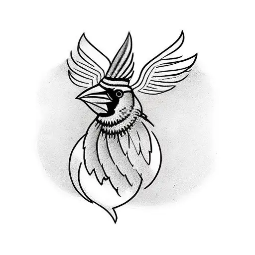 Cardinal bird overtop the state of virginia tattoo design idea