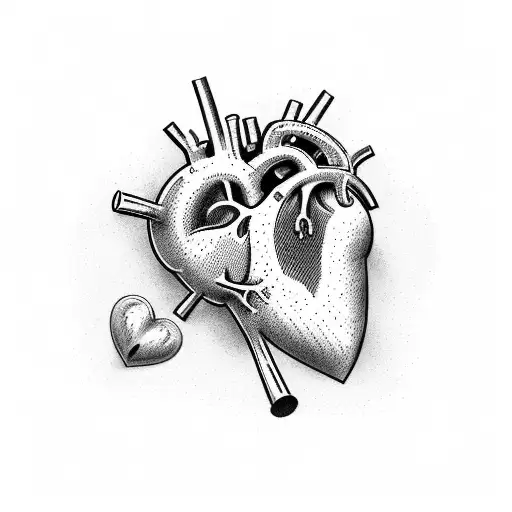 An anatomical heart with bar graphs and stock market charts tattoo design idea