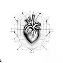 An anatomical heart with bar graphs and stock market charts tattoo design idea