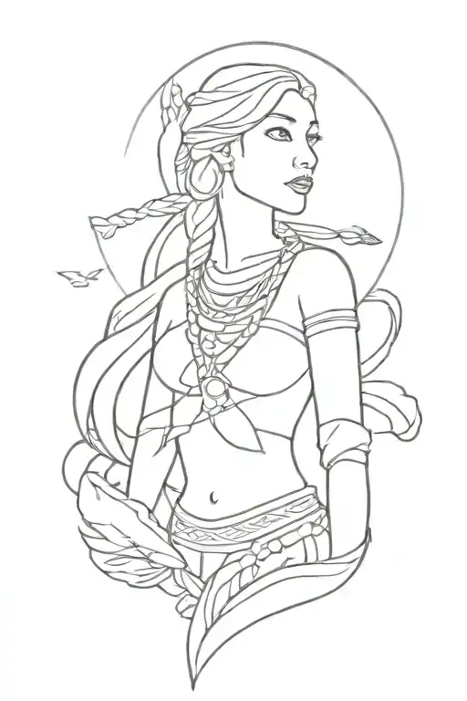 disney pocahontas and heaven tattoo design idea